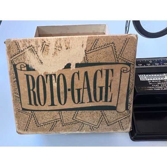 Vintage 1930s Roto-Gage Stamp Collector Measuring Device, Read Amazing History! - Picture 7 of 11